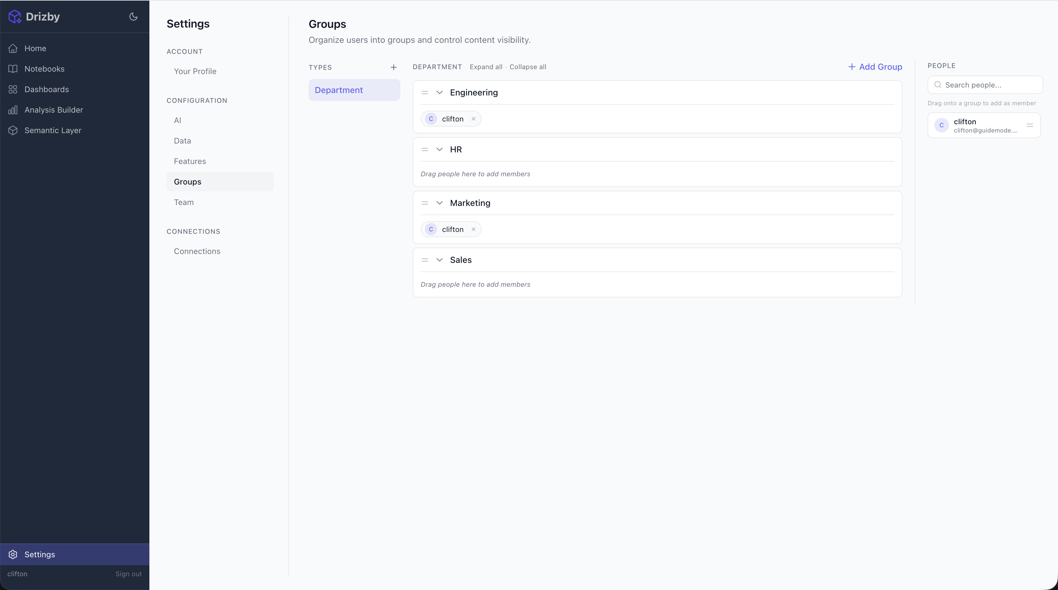 Users and groups management